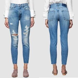 FRAME Le Original Rigid Skinny Jeans | High Rise Distressed Light Wash | Size 24